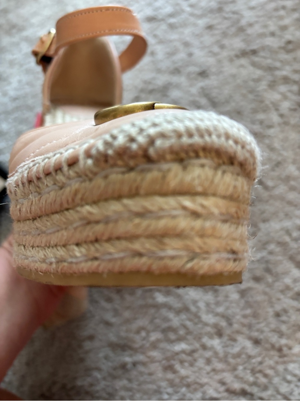 Gucci GG Marmont Quilted Espadrille Wedges with Gold GG - Picture 9 of 11